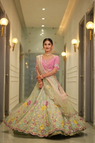 Blau und rosa lehenga choli - blau,