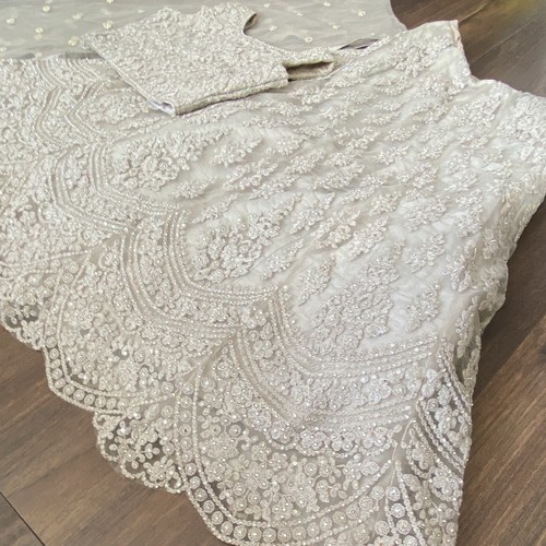 Mädchen grau bestickt lengha - grau,