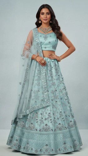 Lehenga choli blau bollywood - blau,