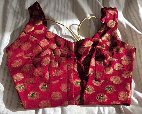 Rot gold grün brokat choli - gold,