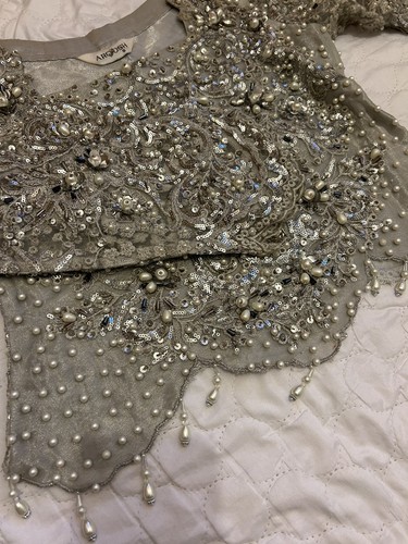 Grau silber designer lehenga - grau,